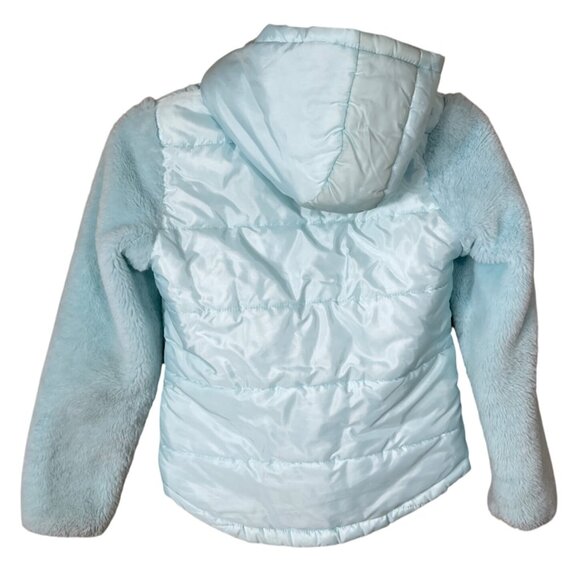 Justice Girl's Puffer Coat Jacket Size 10 Medium Aqua Blue Hood Full Zip READ - Picture 2 of 8